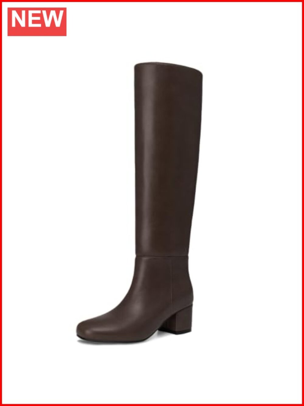 Women's Knee High Boots Faux Leather Chunky Heel Pull-On Tall Boots